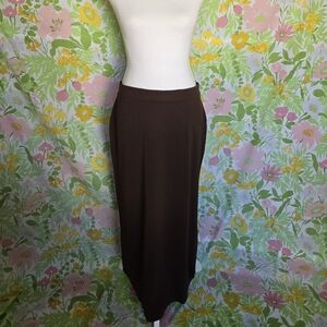 Vintage Brown Fitted Knit Maxi Skirt